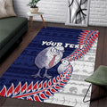 Personalised New Zealand Father's Day Area Rug Daddy Kiwi Bird Silver Ferns