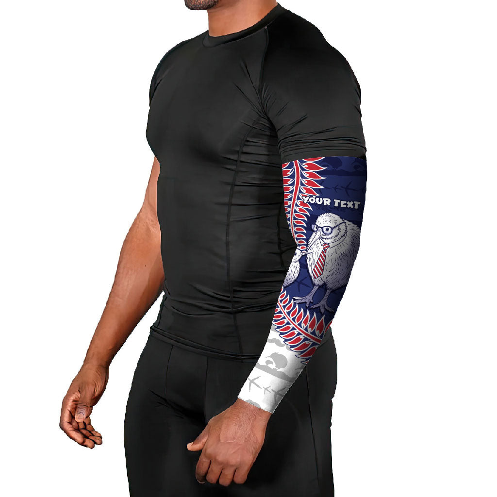 Personalised New Zealand Father's Day Arm Sleeves Daddy Kiwi Bird Silver Ferns