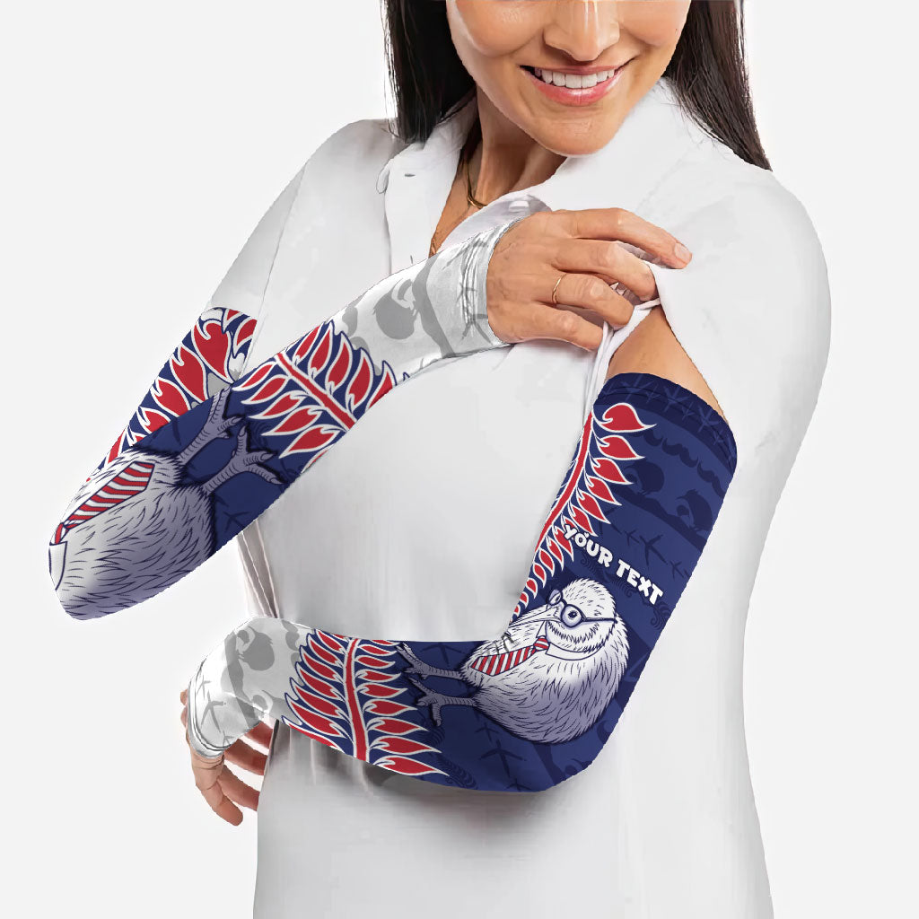 Personalised New Zealand Father's Day Arm Sleeves Daddy Kiwi Bird Silver Ferns