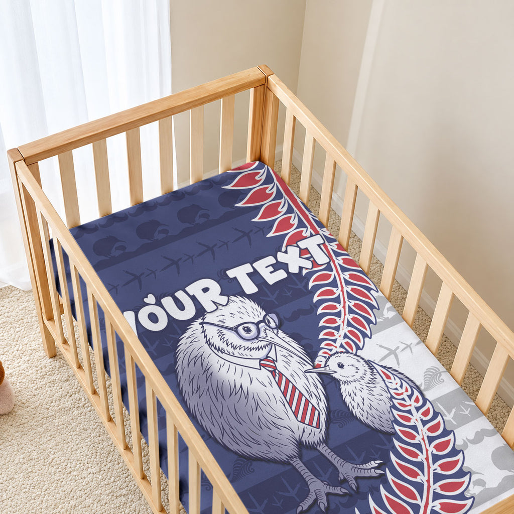 Personalised New Zealand Father's Day Baby Bed Cover Daddy Kiwi Bird Silver Ferns