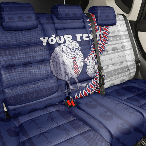 Personalised New Zealand Father's Day Back Car Seat Cover Daddy Kiwi Bird Silver Ferns