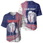 Personalised New Zealand Father's Day Baseball Jersey Daddy Kiwi Bird Silver Ferns
