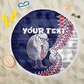 Personalised New Zealand Father's Day Beach Blanket Daddy Kiwi Bird Silver Ferns