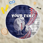 Personalised New Zealand Father's Day Beach Blanket Daddy Kiwi Bird Silver Ferns