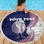 Personalised New Zealand Father's Day Beach Blanket Daddy Kiwi Bird Silver Ferns