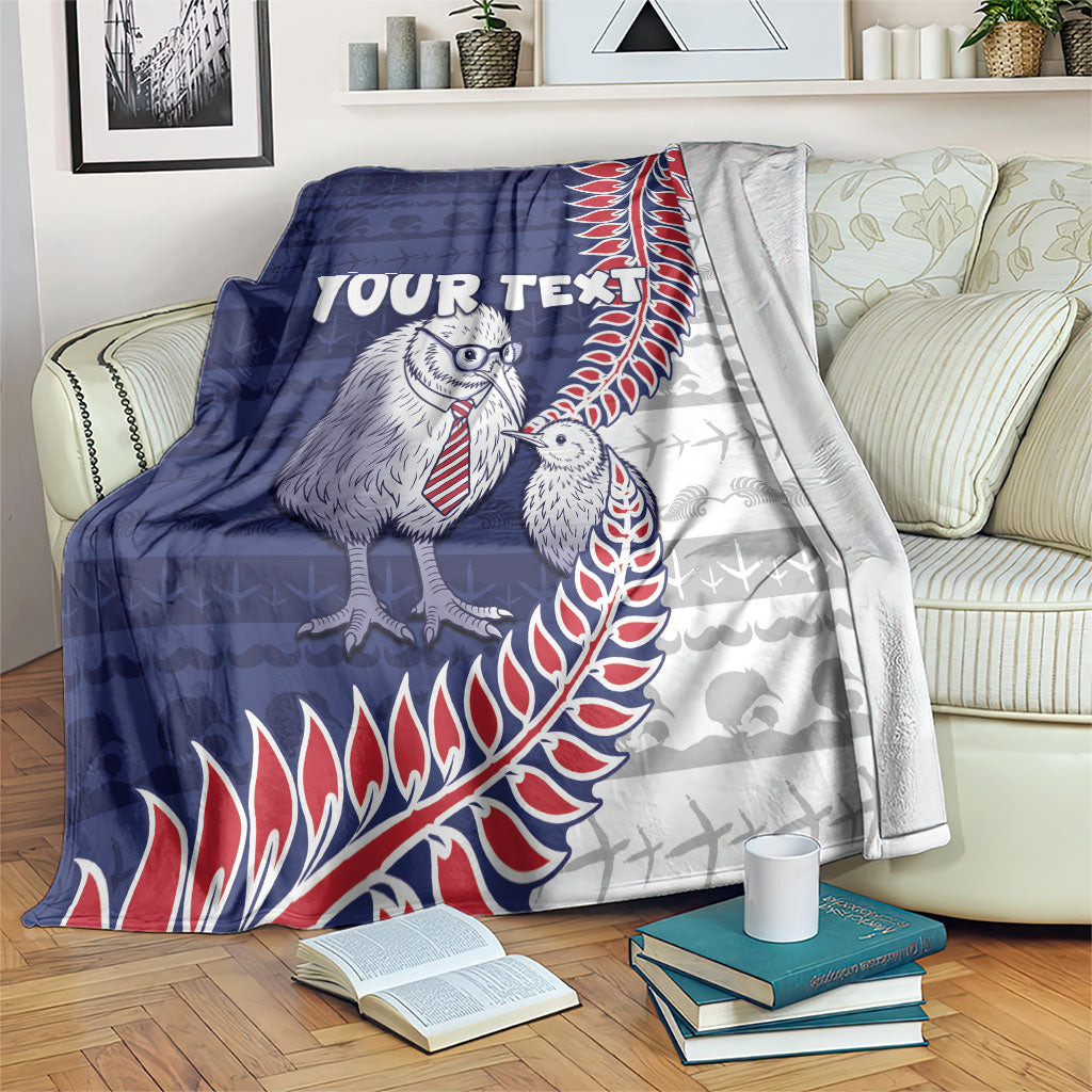 Personalised New Zealand Father's Day Blanket Daddy Kiwi Bird Silver Ferns