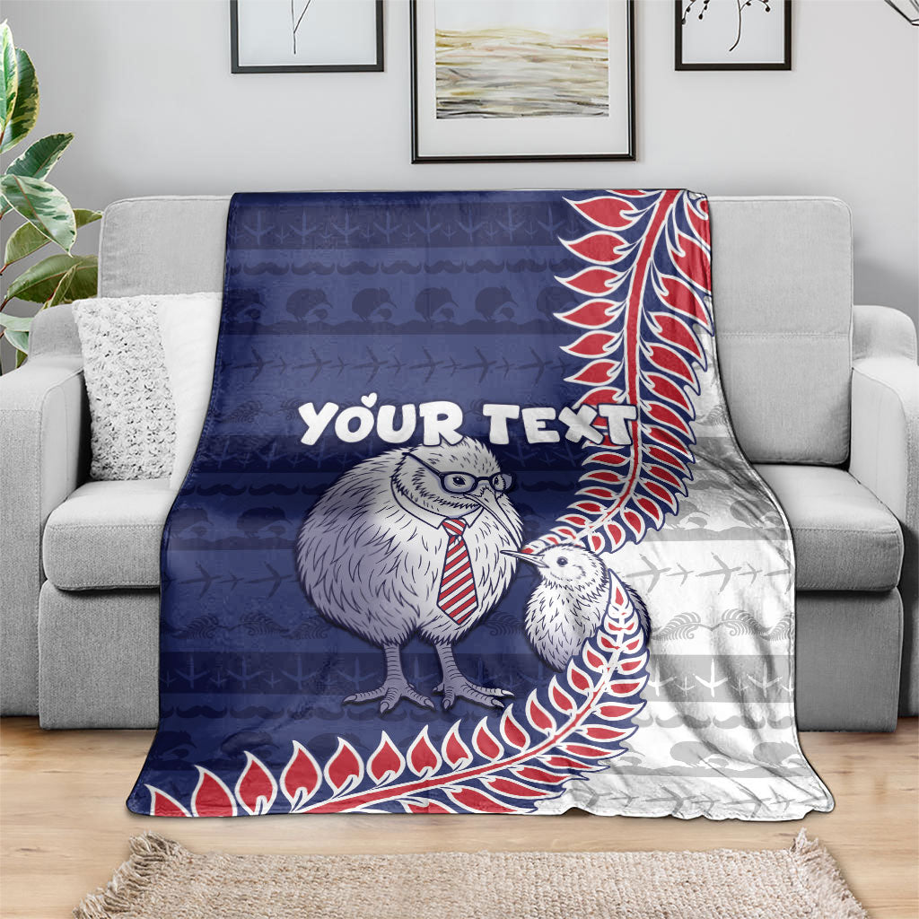 Personalised New Zealand Father's Day Blanket Daddy Kiwi Bird Silver Ferns