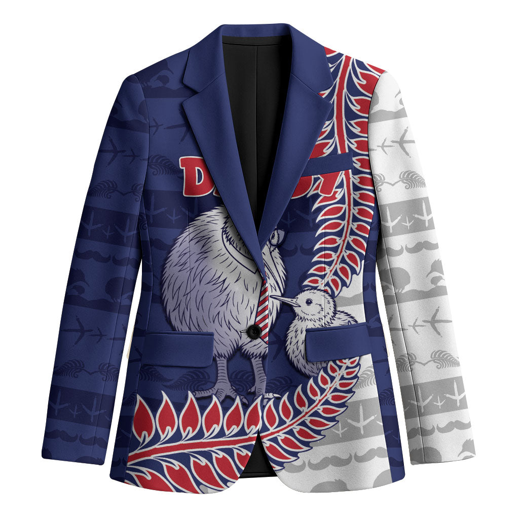 Personalised New Zealand Father's Day Blazer Daddy Kiwi Bird Silver Ferns