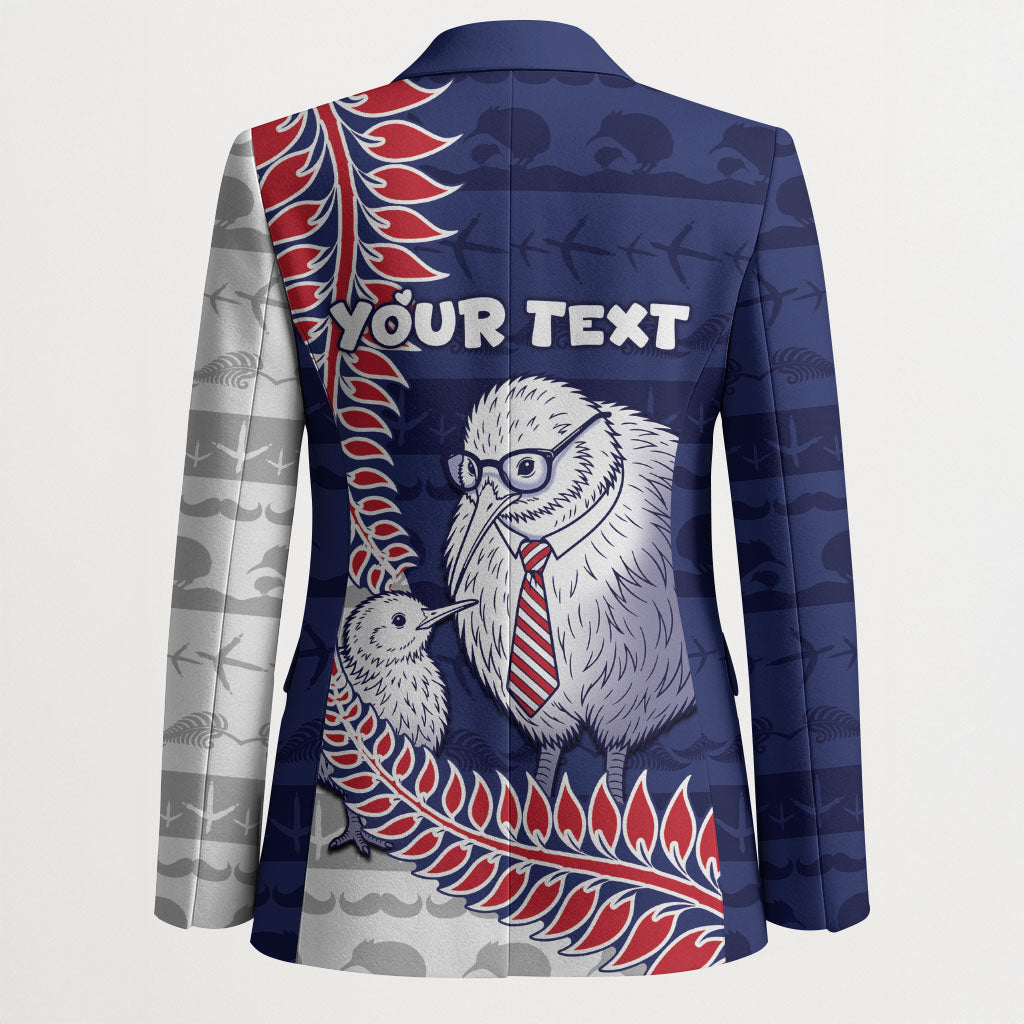 Personalised New Zealand Father's Day Blazer Daddy Kiwi Bird Silver Ferns