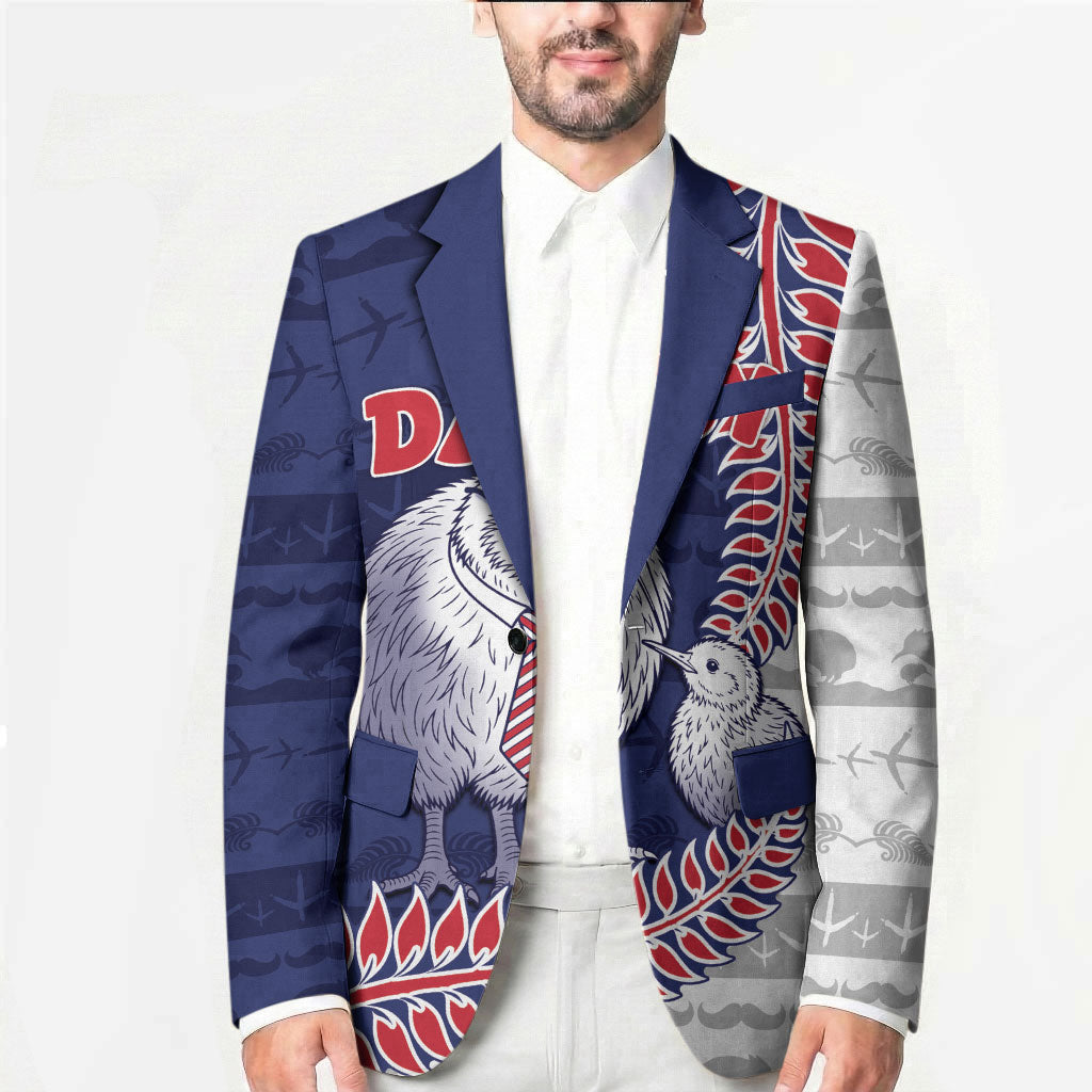 Personalised New Zealand Father's Day Blazer Daddy Kiwi Bird Silver Ferns