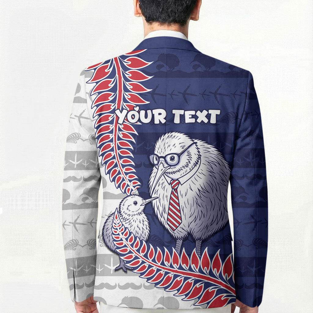 Personalised New Zealand Father's Day Blazer Daddy Kiwi Bird Silver Ferns