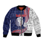 Personalised New Zealand Father's Day Bomber Jacket Daddy Kiwi Bird Silver Ferns