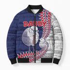 Personalised New Zealand Father's Day Bomber Puffer Jacket Daddy Kiwi Bird Silver Ferns
