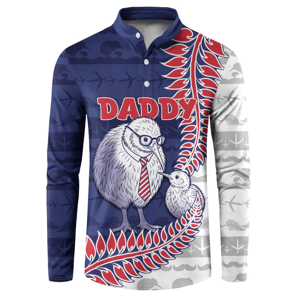 Personalised New Zealand Father's Day Button Sweatshirt Daddy Kiwi Bird Silver Ferns