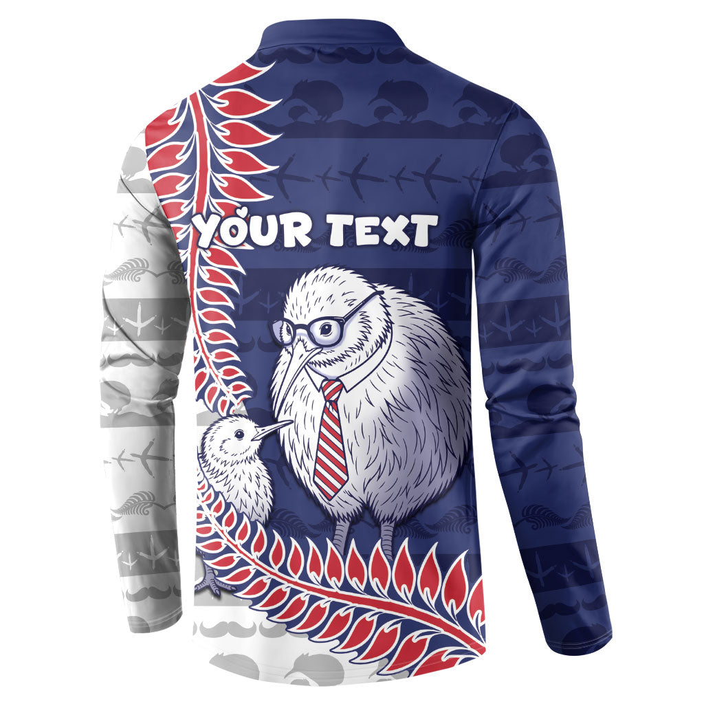 Personalised New Zealand Father's Day Button Sweatshirt Daddy Kiwi Bird Silver Ferns
