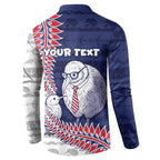 Personalised New Zealand Father's Day Button Sweatshirt Daddy Kiwi Bird Silver Ferns