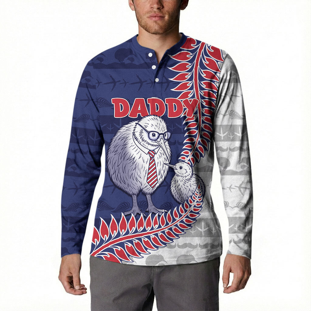 Personalised New Zealand Father's Day Button Sweatshirt Daddy Kiwi Bird Silver Ferns
