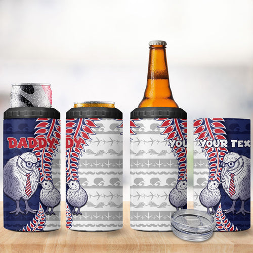 Personalised New Zealand Father's Day 4 in 1 Can Cooler Tumbler Daddy Kiwi Bird Silver Ferns
