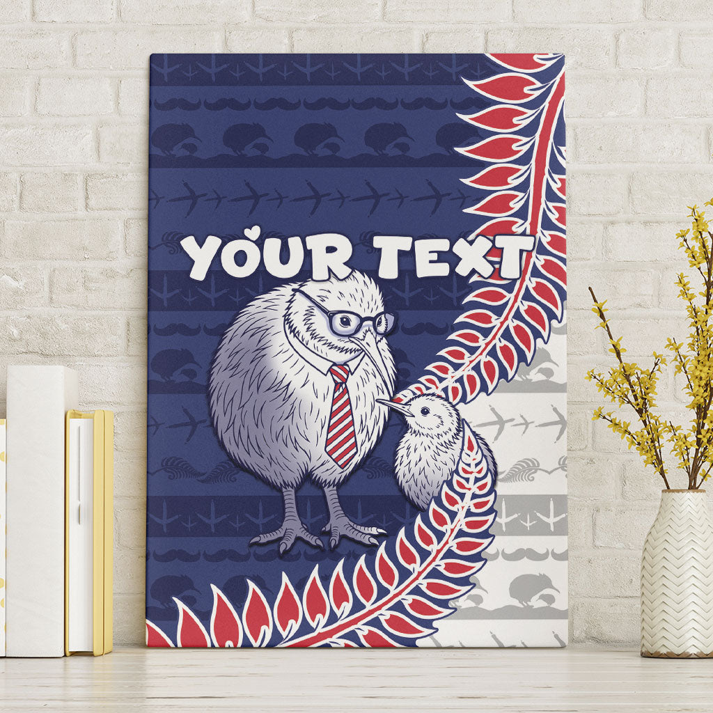 Personalised New Zealand Father's Day Canvas Wall Art Daddy Kiwi Bird Silver Ferns