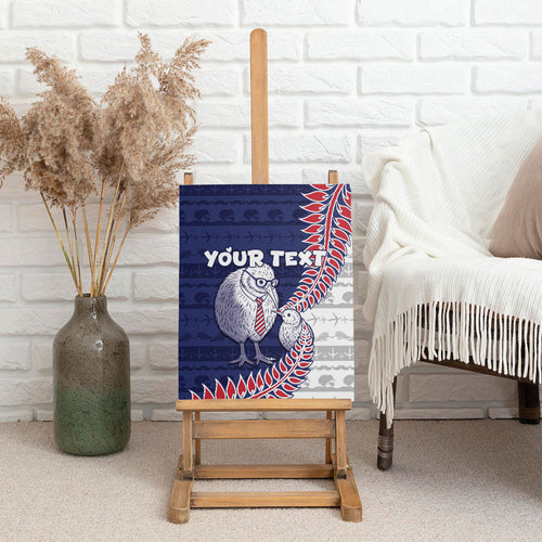Personalised New Zealand Father's Day Canvas Wall Art Daddy Kiwi Bird Silver Ferns