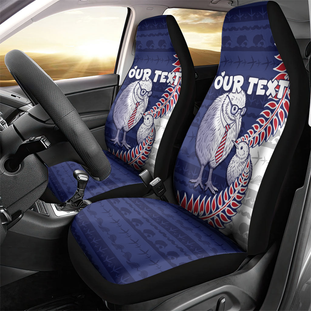 Personalised New Zealand Father's Day Car Seat Cover Daddy Kiwi Bird Silver Ferns