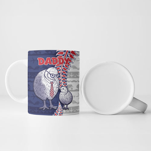 Personalised New Zealand Father's Day Ceramic Mug Daddy Kiwi Bird Silver Ferns