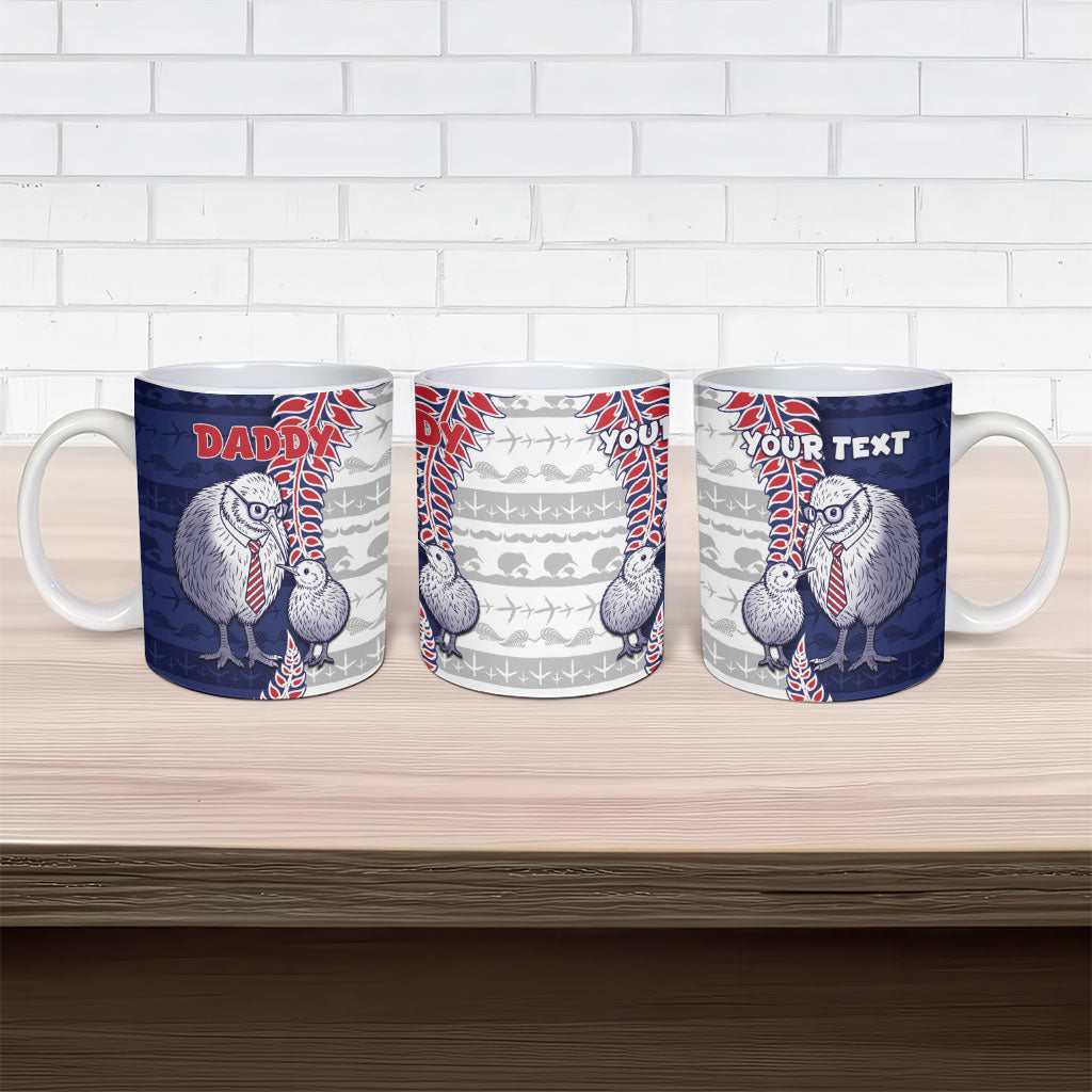 Personalised New Zealand Father's Day Ceramic Mug Daddy Kiwi Bird Silver Ferns