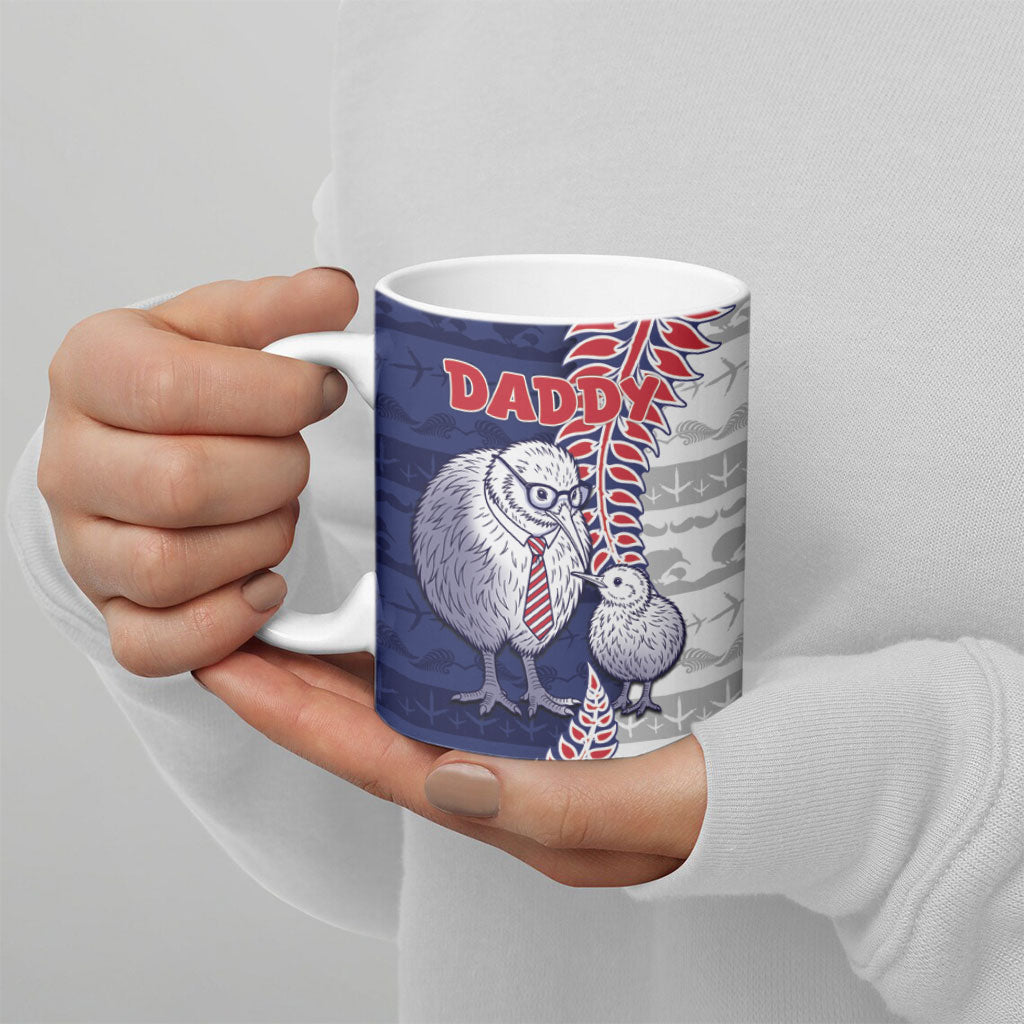 Personalised New Zealand Father's Day Ceramic Mug Daddy Kiwi Bird Silver Ferns