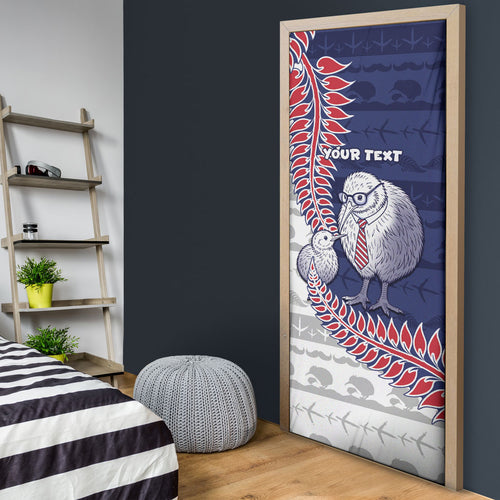 Personalised New Zealand Father's Day Door Cover Daddy Kiwi Bird Silver Ferns