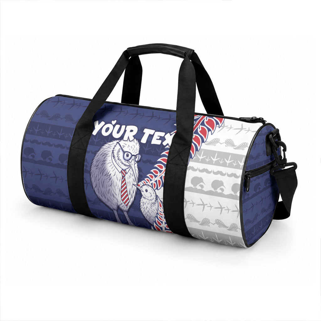 Personalised New Zealand Father's Day Duffle Bag Daddy Kiwi Bird Silver Ferns