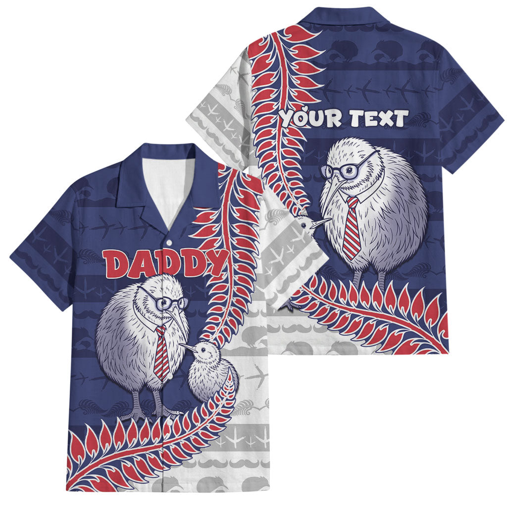 Personalised New Zealand Father's Day Family Matching Summer Maxi Dress and Hawaiian Shirt Daddy Kiwi Bird Silver Ferns