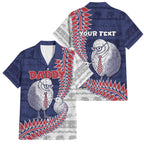 Personalised New Zealand Father's Day Family Matching Summer Maxi Dress and Hawaiian Shirt Daddy Kiwi Bird Silver Ferns