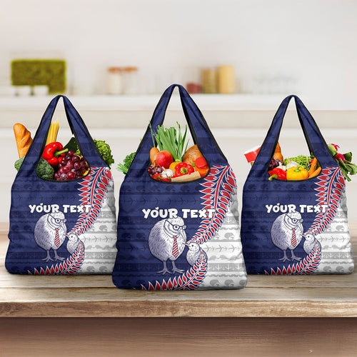 Personalised New Zealand Father's Day Grocery Bag Daddy Kiwi Bird Silver Ferns
