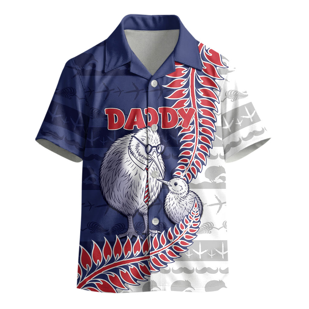 Personalised New Zealand Father's Day Kid Hawaiian Shirt Daddy Kiwi Bird Silver Ferns