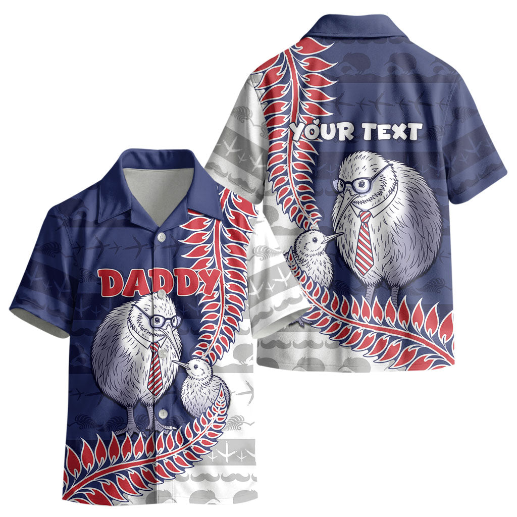 Personalised New Zealand Father's Day Kid Hawaiian Shirt Daddy Kiwi Bird Silver Ferns