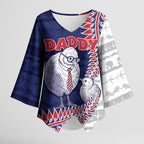 Personalised New Zealand Father's Day Kimono Sleeve Blouse Daddy Kiwi Bird Silver Ferns