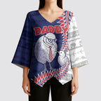 Personalised New Zealand Father's Day Kimono Sleeve Blouse Daddy Kiwi Bird Silver Ferns
