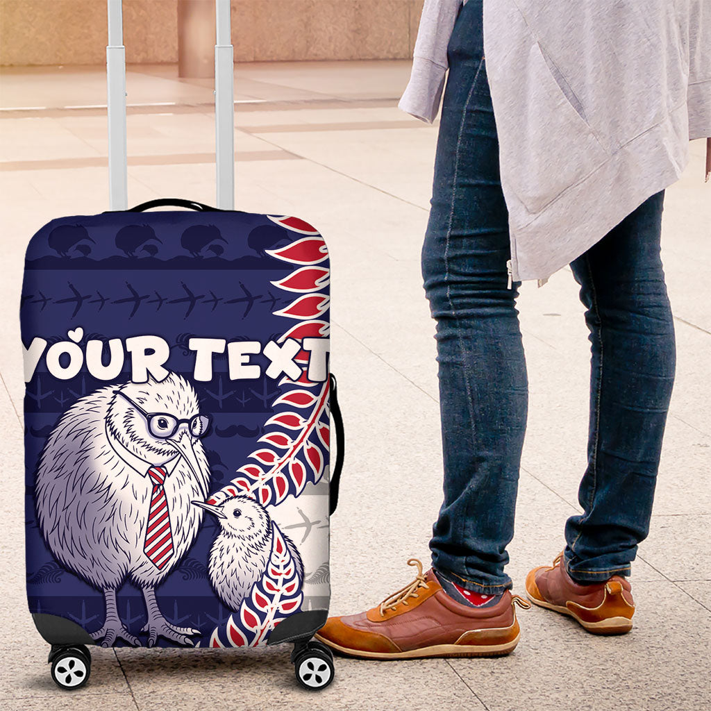 Personalised New Zealand Father's Day Luggage Cover Daddy Kiwi Bird Silver Ferns