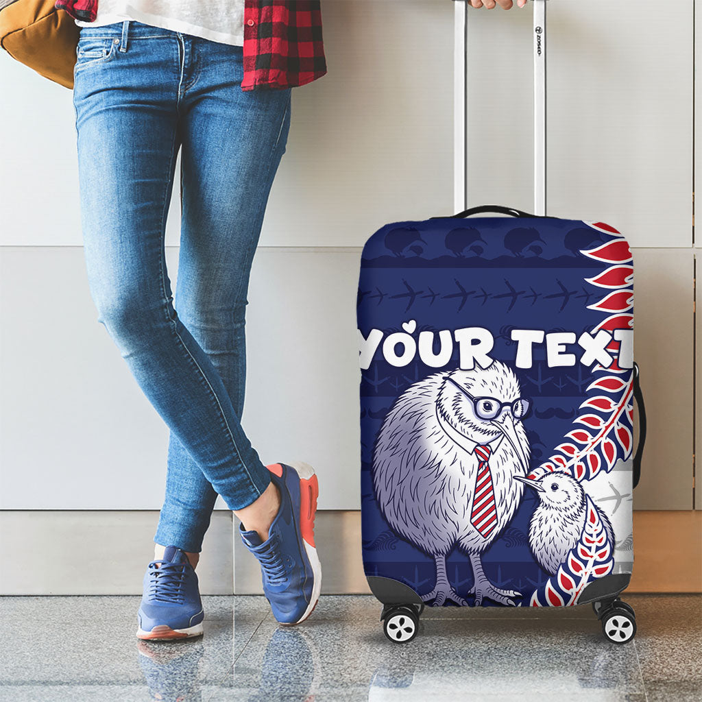 Personalised New Zealand Father's Day Luggage Cover Daddy Kiwi Bird Silver Ferns