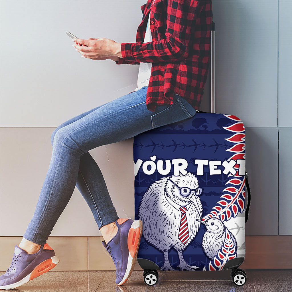 Personalised New Zealand Father's Day Luggage Cover Daddy Kiwi Bird Silver Ferns