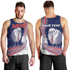 Personalised New Zealand Father's Day Men Tank Top Daddy Kiwi Bird Silver Ferns