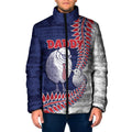 Personalised New Zealand Father's Day Padded Jacket Daddy Kiwi Bird Silver Ferns