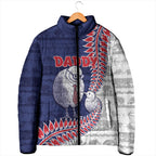 Personalised New Zealand Father's Day Padded Jacket Daddy Kiwi Bird Silver Ferns