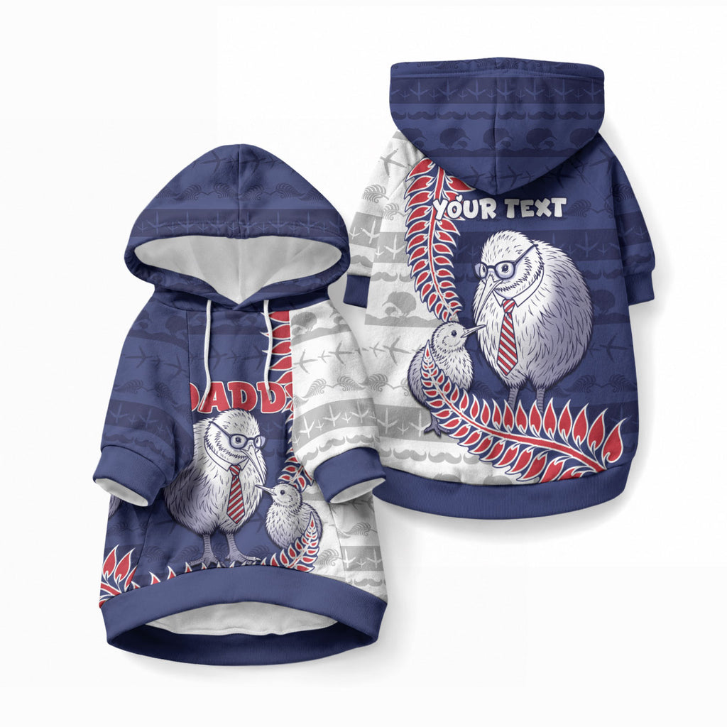 Personalised New Zealand Father's Day Pet Hoodie Daddy Kiwi Bird Silver Ferns
