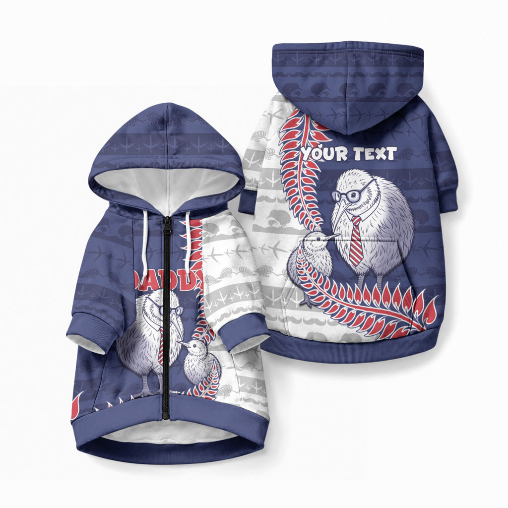 Personalised New Zealand Father's Day Pet Hoodie Daddy Kiwi Bird Silver Ferns