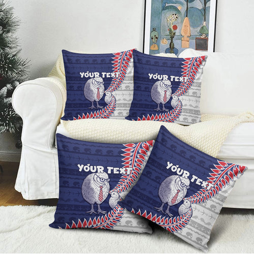 Personalised New Zealand Father's Day Pillow Cover Daddy Kiwi Bird Silver Ferns