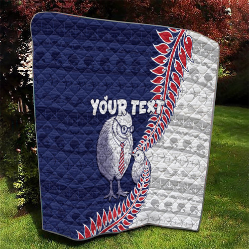 Personalised New Zealand Father's Day Quilt Daddy Kiwi Bird Silver Ferns