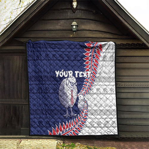 Personalised New Zealand Father's Day Quilt Daddy Kiwi Bird Silver Ferns