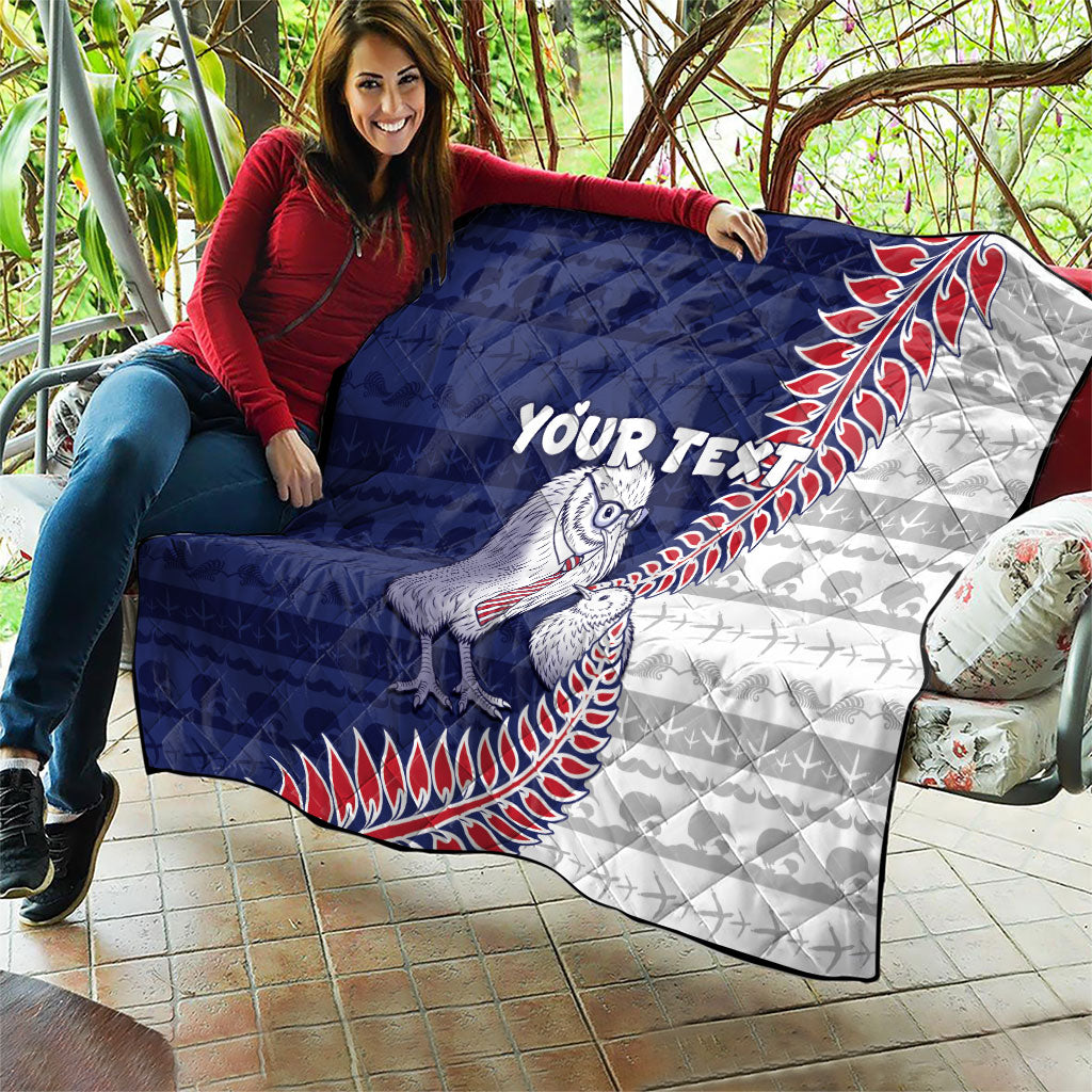 Personalised New Zealand Father's Day Quilt Daddy Kiwi Bird Silver Ferns