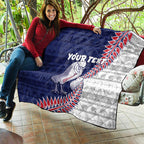 Personalised New Zealand Father's Day Quilt Daddy Kiwi Bird Silver Ferns